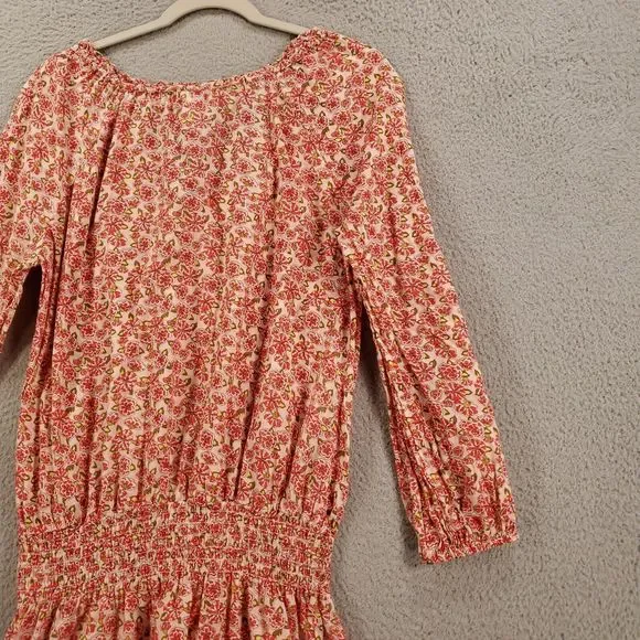 Sundance Tunic Womens Small Pink Floral Elastic Waist Delicate Blouse Tie Neck - Picture 14 of 15